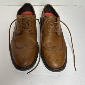 Rockport Walkability Men's Wing Tip Dress Shoes Size 8 Wide Honey Brown Preowned